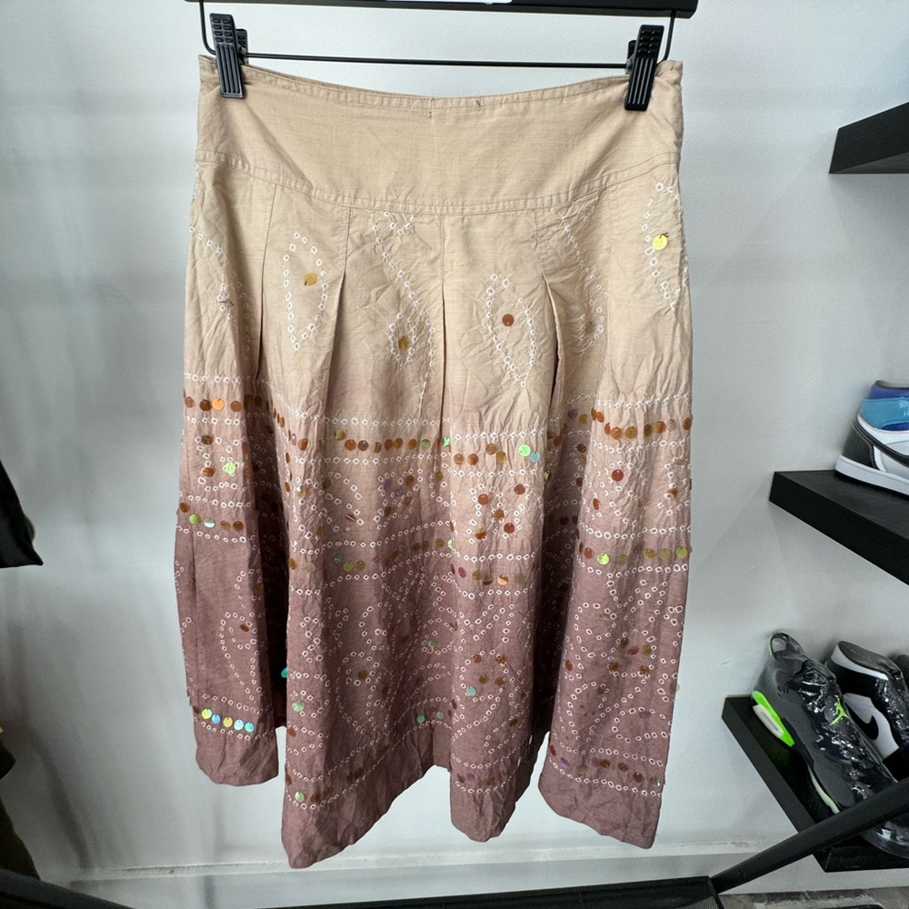 Tan and brown midi skirt with sequins